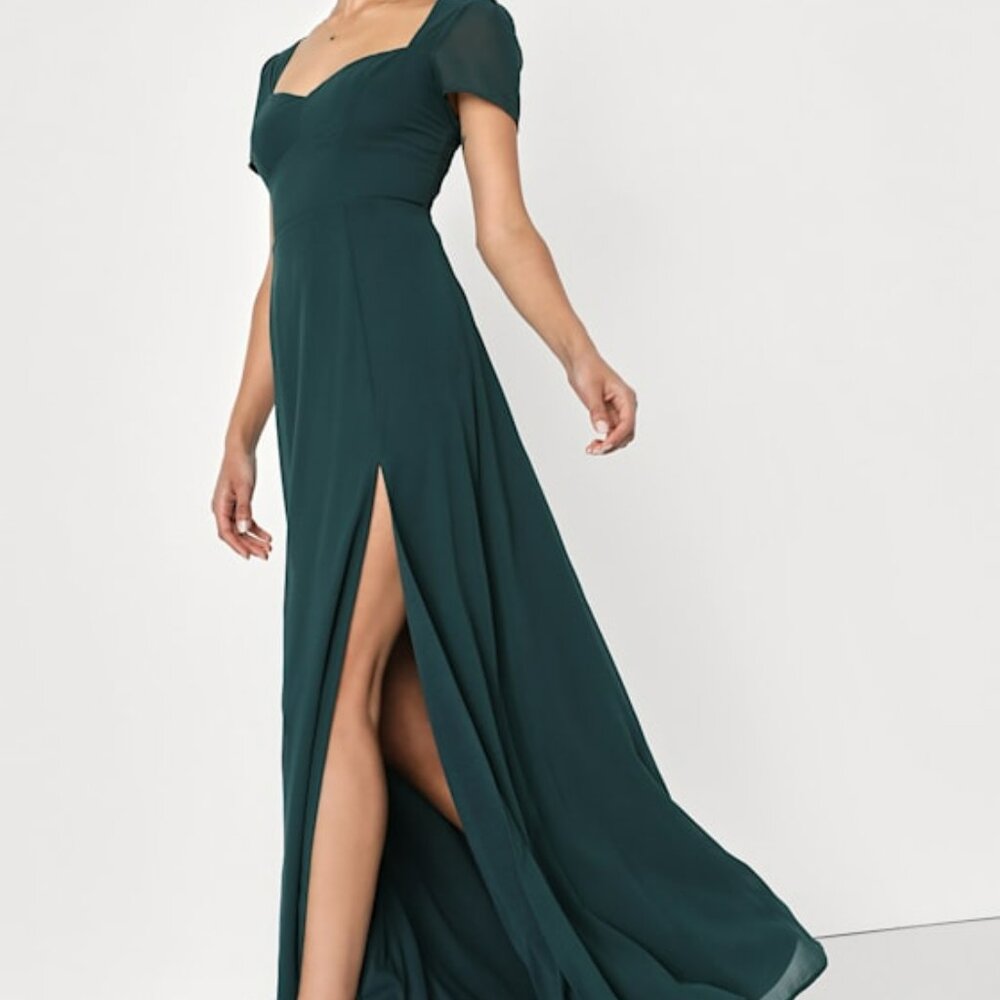 Lulus Truly Unforgettable Emerald Green Short Sleeve Maxi Dress - Size XL